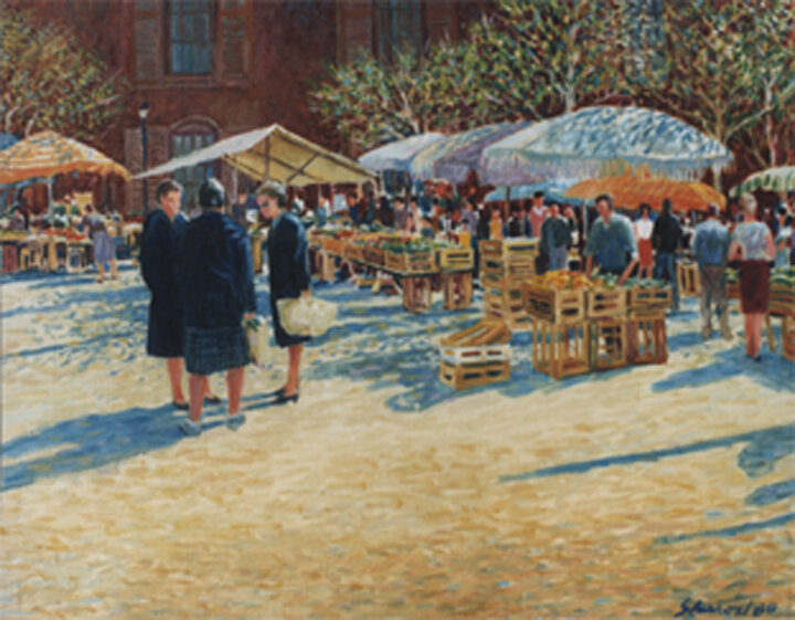 Street Market in Joyous France / painting