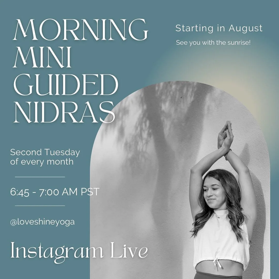 Starting in August - Mini Yoga Nidras offered on Instagram Live at 6:45 AM on the second Tuesday of every month! ✨🪐✨

Dive into a meditative rest and give yourself time to feel before facing the day, no movement, just blissful rest. 🪷

#yoganidra #