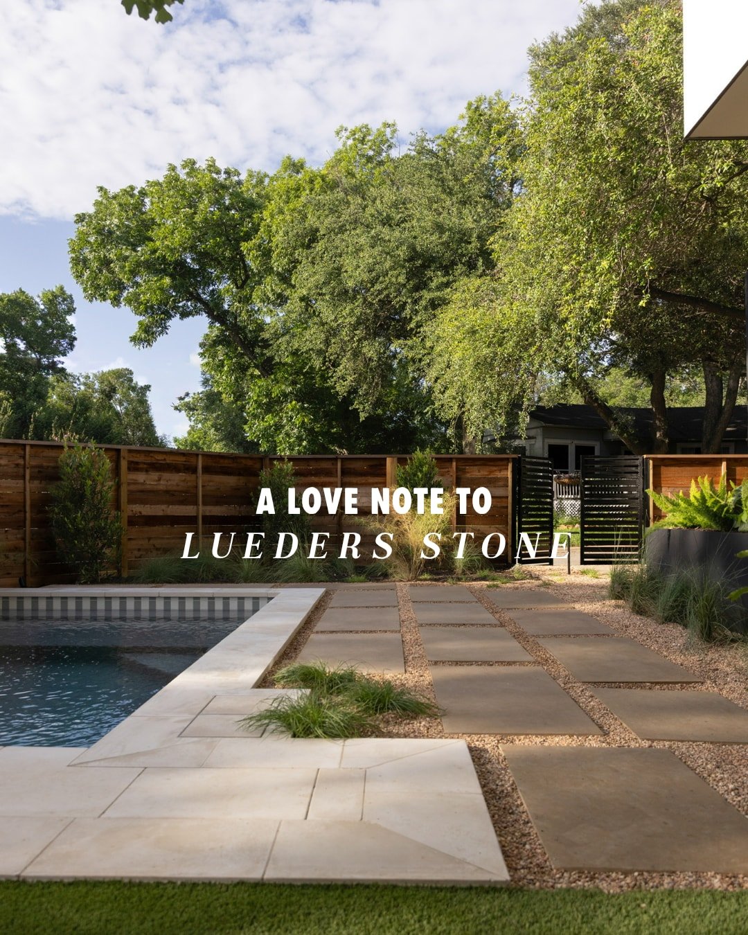 We'd like to publicly declare our feelings for a rock.

Lueders limestone comes out of the ground about three hours north of here, which means it belongs in Central Texas landscapes in a way imported stone never will. It's pale enough to stay walkabl