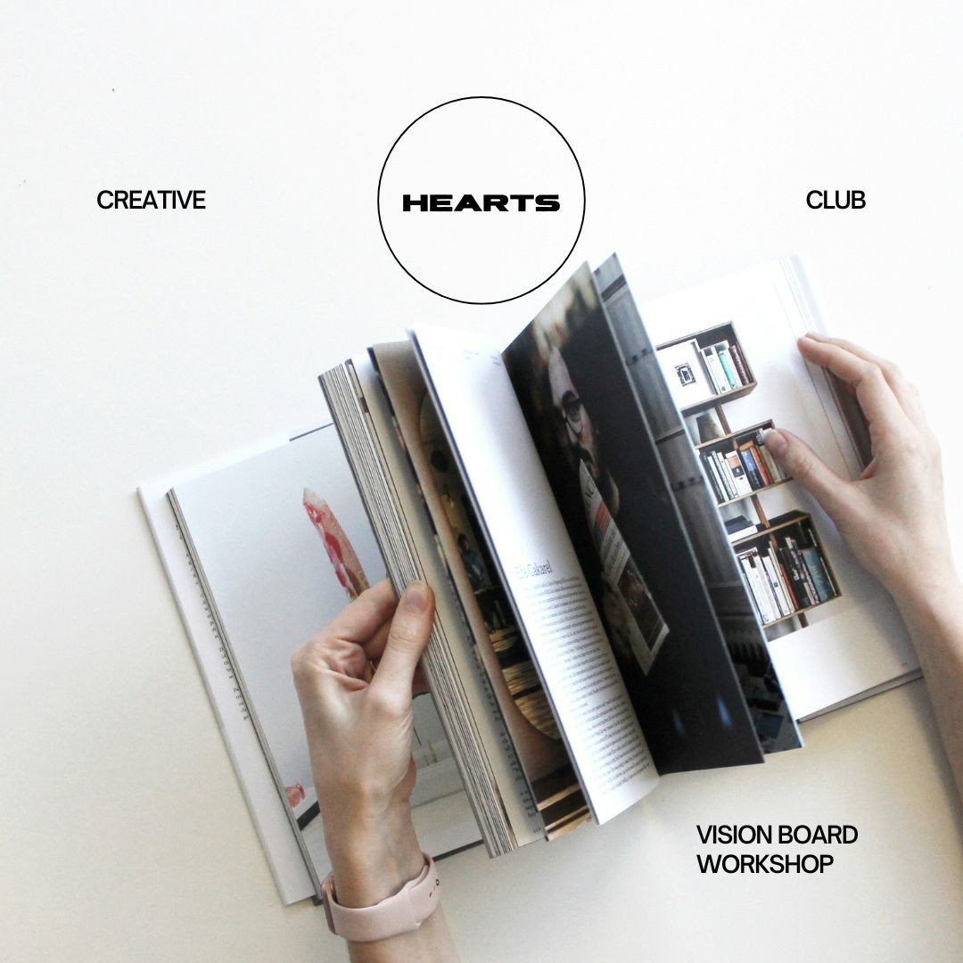 Creative Hearts Club⁠
___ vision board workshop⁠
⁠
This immersive workshop invites you to explore creativity, foster connection, and align with your deepest intentions for the year ahead. Through guided meditation, hands-on crafting, and shared refle