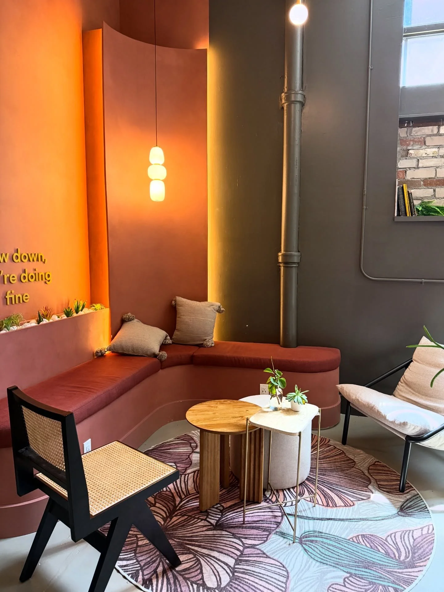 Slow down, you&rsquo;re doing just fine.

____ A cozy corner for deep exhales, warm conversations, and remembering that rest is productive.