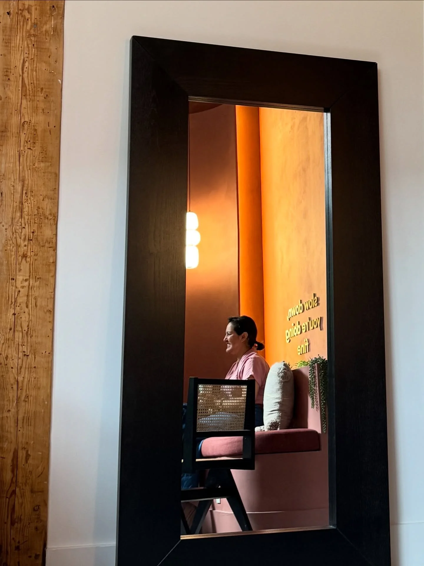 &ldquo;Slow down &mdash; you&rsquo;re doing fine.&rdquo;

A quiet moment caught in reflection &mdash; soft light, warm tones, and the reminder that stillness is its own kind of strength.