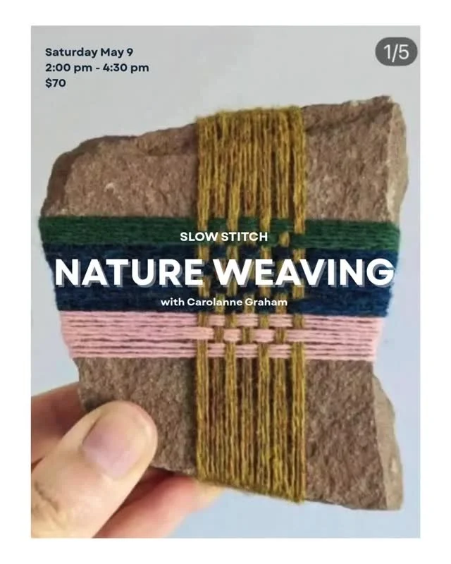 @carolannegraham is leading this one, and she has a really thoughtful way of working with natural materials.⁠
⁠
You&rsquo;ll be weaving directly onto branches, rocks, and found objects using different fibres and textures. She&rsquo;ll guide you throu