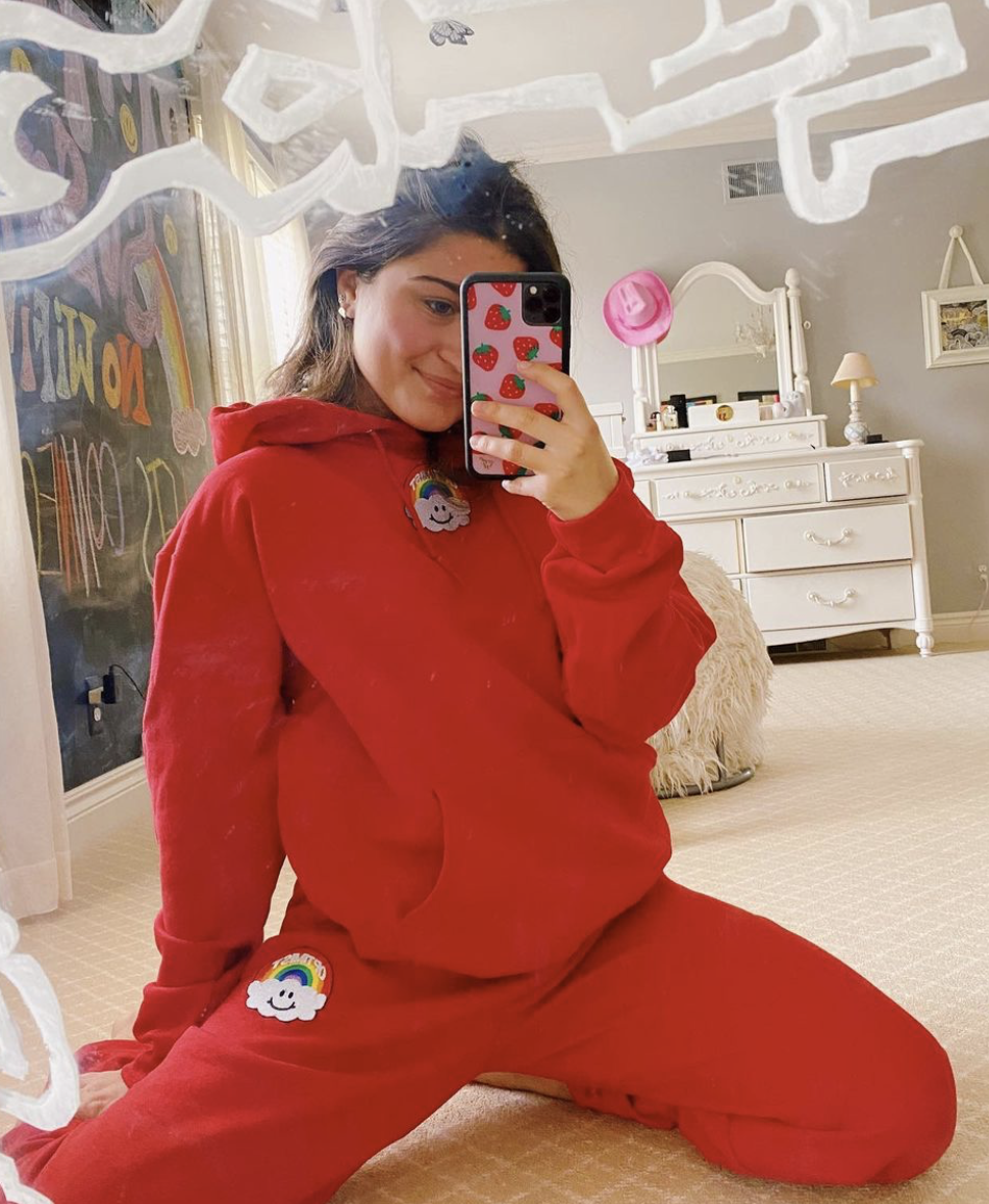Red Solid Hoodie + Sweatpants Set with Cloud Rainbow Patch — The Daily  Optimist