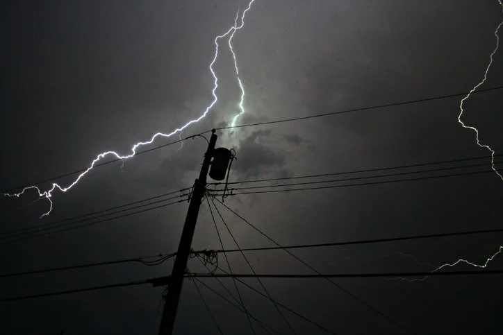 lightning near power line