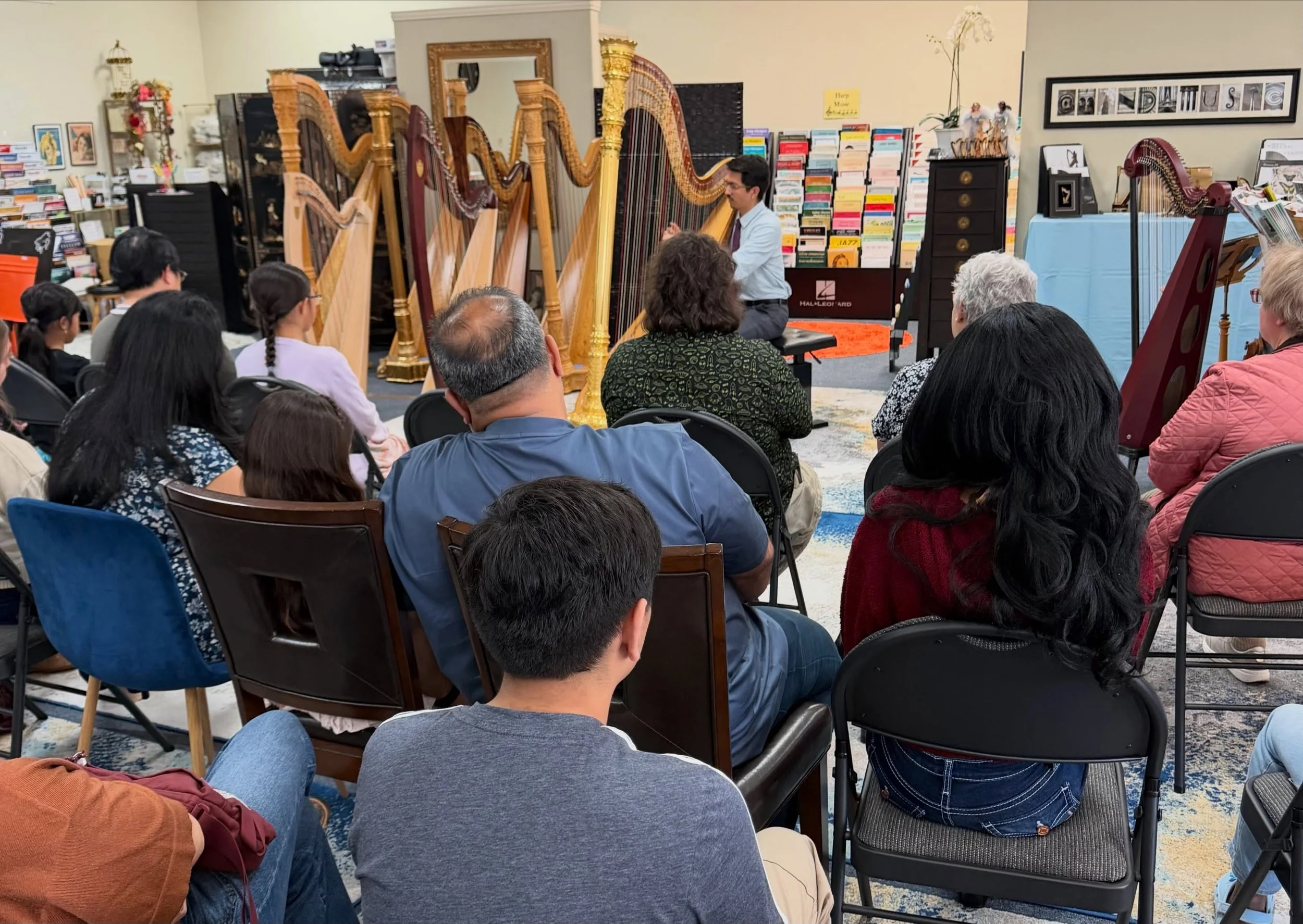 May 29, 2026 &ndash; Presenting a preview performance and masterclass for the wonderful community of DFW harpists and MindaMusic musicians! @mindamusic1 
Thank you to Minda for hosting this great evening and for allowing me to play this absolutely be