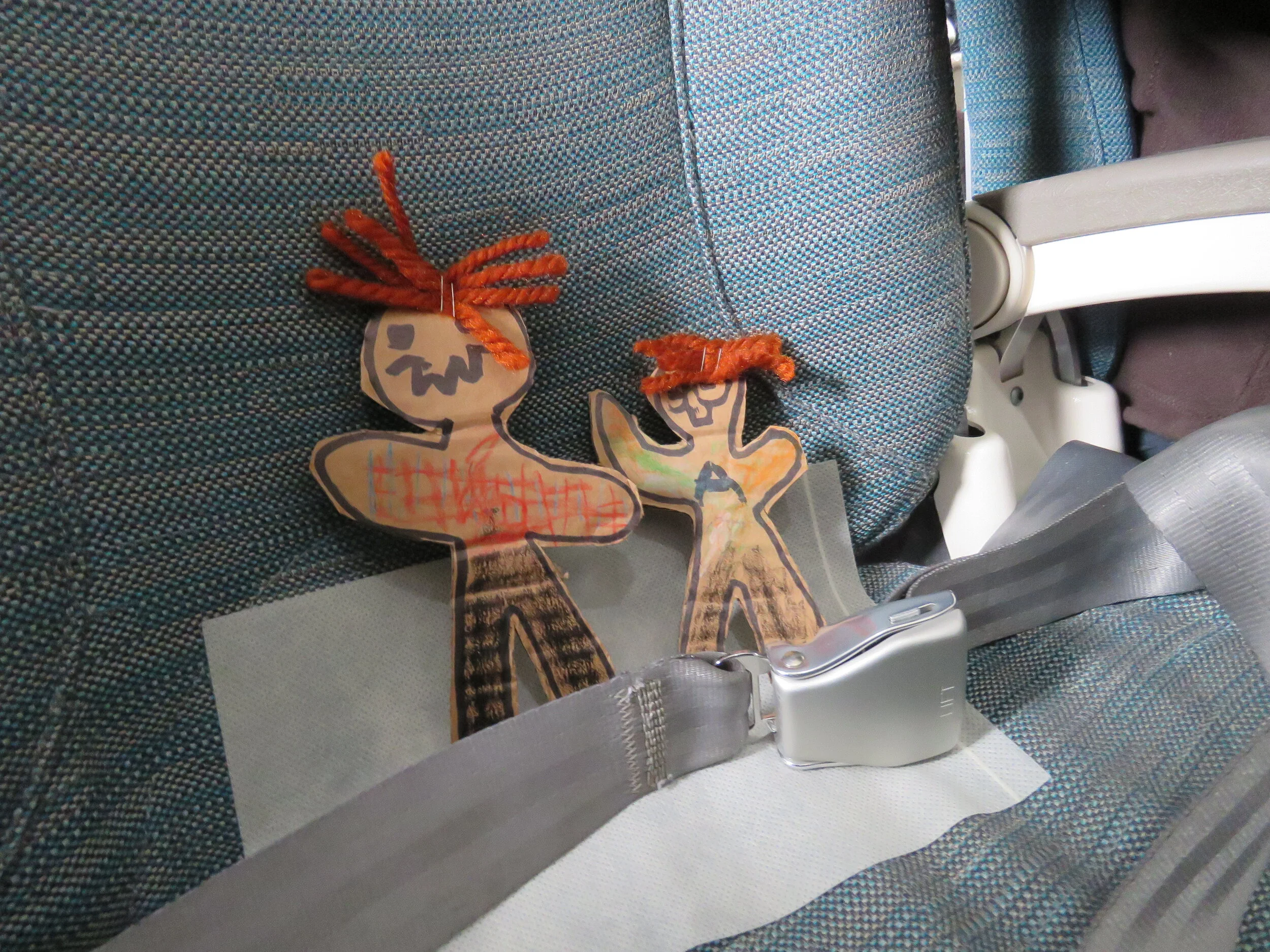 Two flat boys came with us on the airplane.