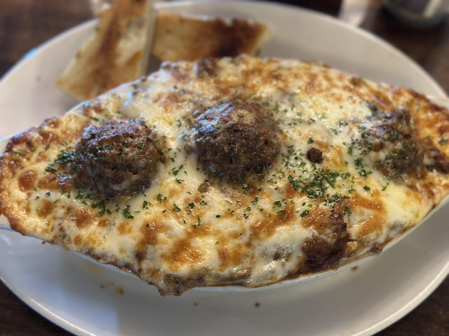 For the Hungry Pasta Lovers!  Our Baked Spaghetti and jumbo Meatballs!  Served 11-2 pm today!