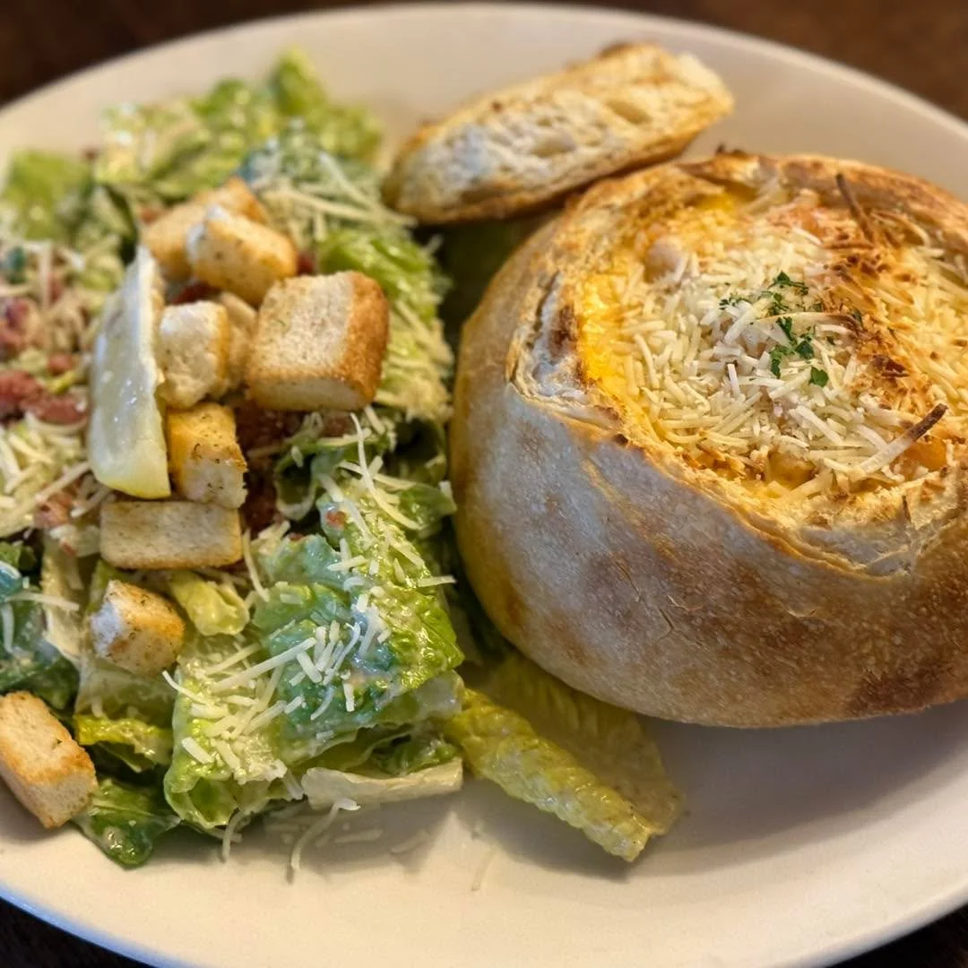 Special treat for Lunch today! 

Seafood lobster Bisque in a sourdough Bread-bowl! 

Served with Caesar salad!

Available while supplies lasts.