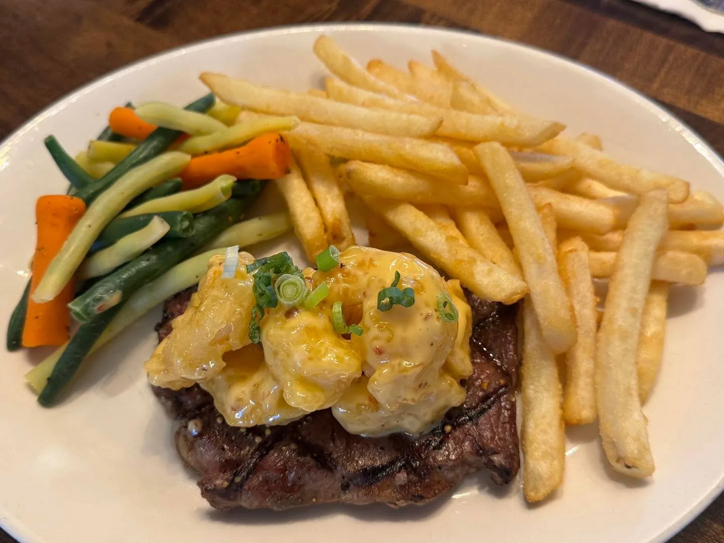 Our Surf And Turf Friday Luncheon brings you our New York Strip loin with Bam Bam Shrimp! 

Available 11-2 pm. 

Join us!