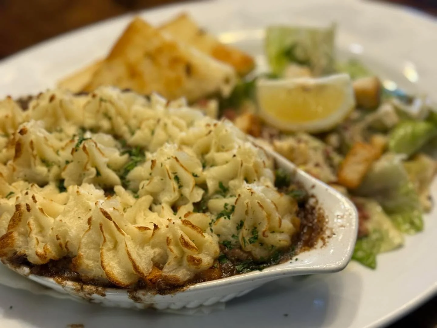 This Hearty Shepherds Pie will warm you up this lunch hour!  Come join us!!!