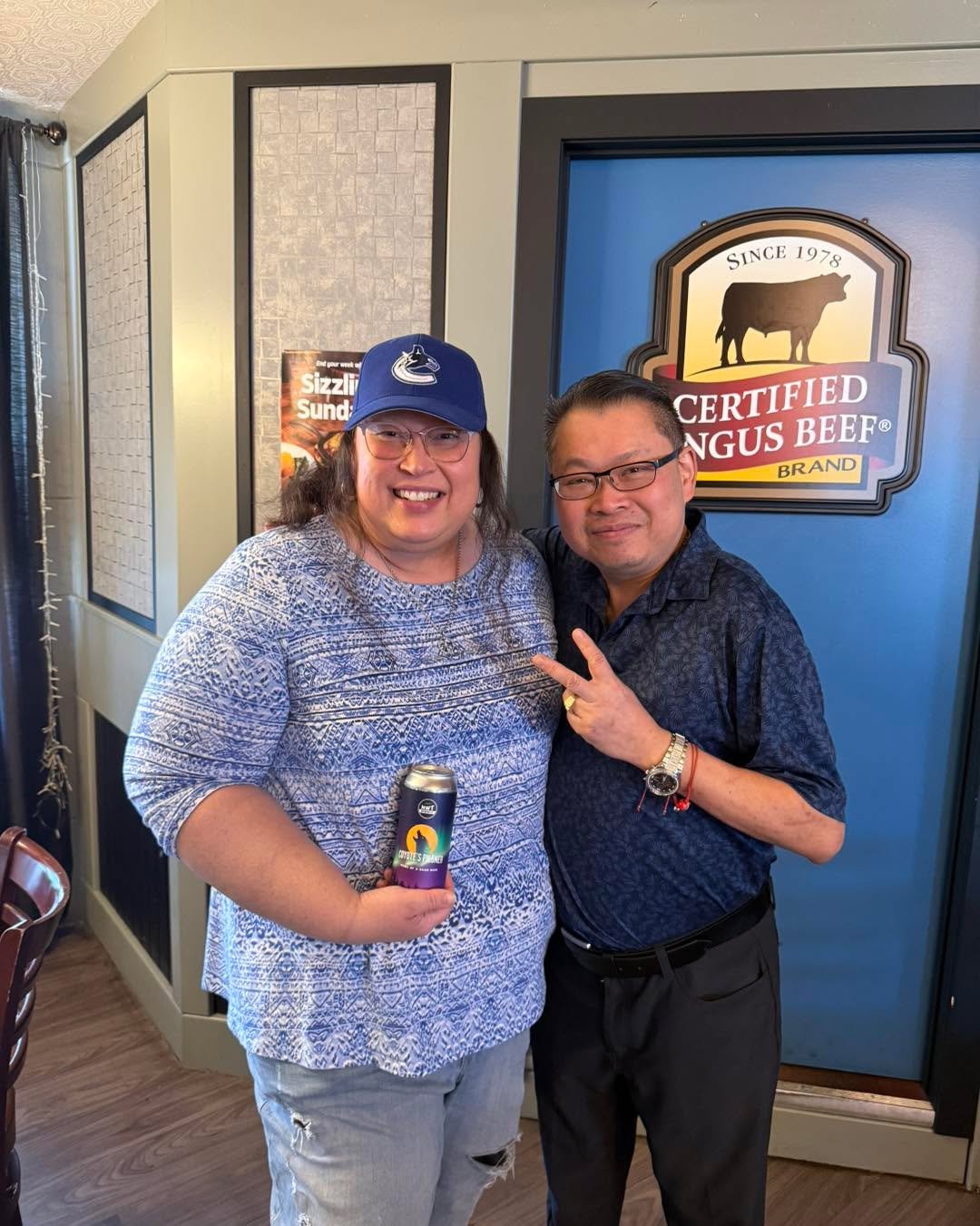 Joys of what I do.  Meeting people from all over with stories. 

This lady drove all the way from Ohio passing through YK to Alaska to bra tour bus operator for the cruise ships. 

Loved my food, beer and Hospitality and had to show my her special nu