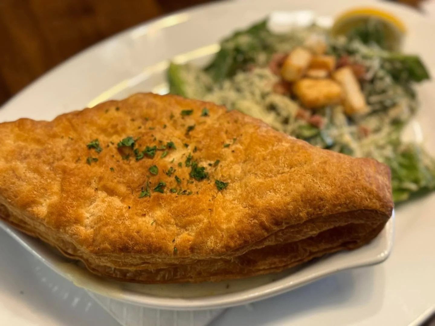 Chicken pot Pie Supreme featured for our Lunch Hour! 

Served with Caesar salad.