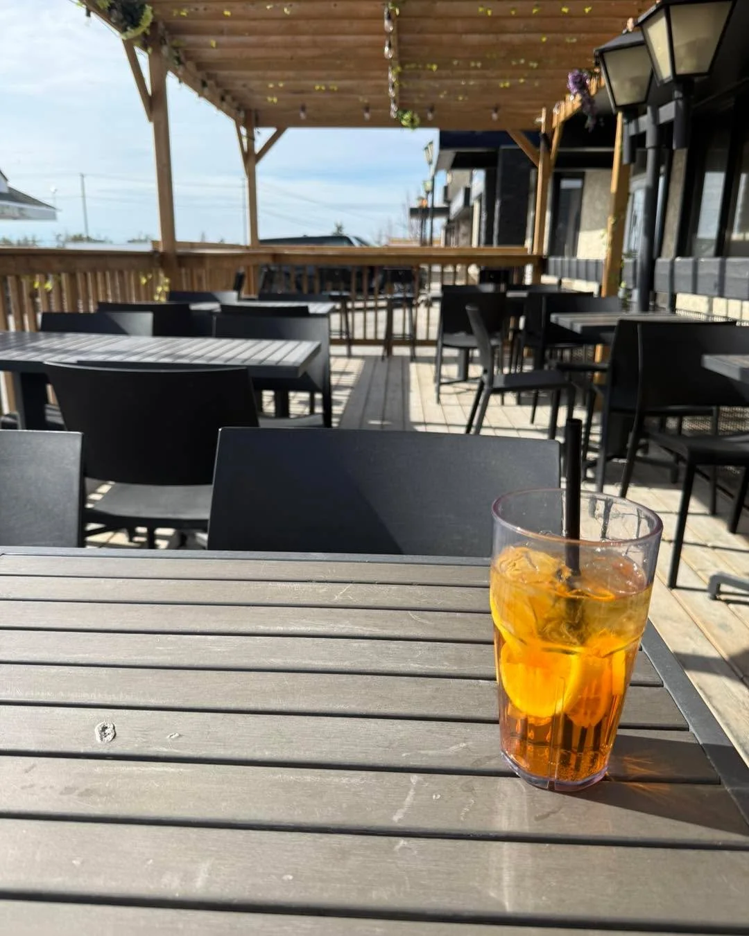 Ed is getting his Vitamin D working out of his office for lunch. :) 

Patio open!!!