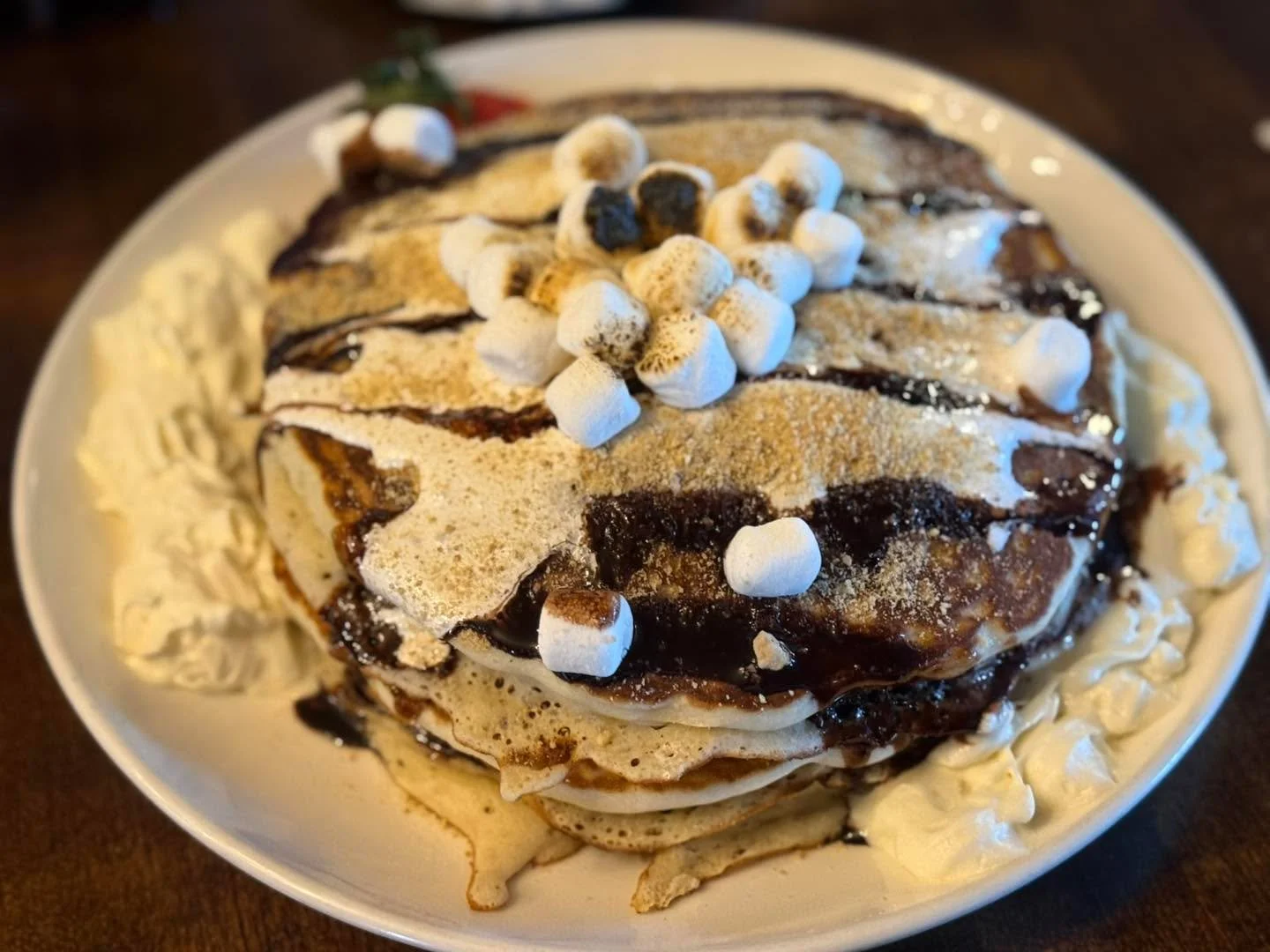 Yellowknife!  We introduce to you for this Weekend&rsquo;s Brunch.  The S&rsquo;mores Pancake Stack!

Chocolate chip pancakes with marshmallow Fluff.  3 Stack deep.  Topped with graham crumbs, chocolate sauce and mini Marshmallow