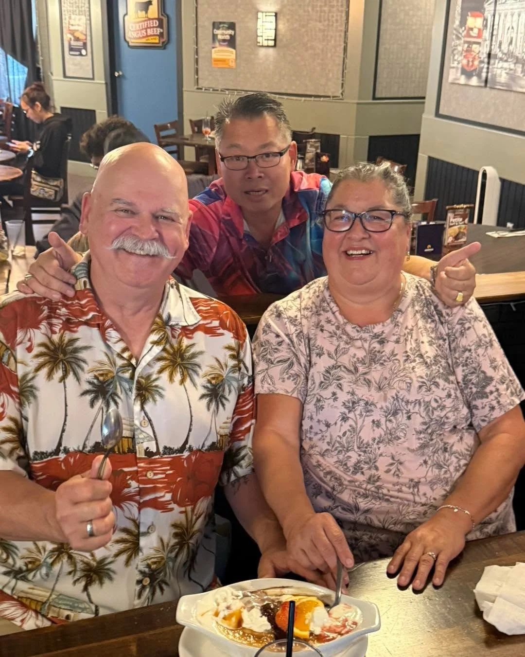 Making memories daily!  Gonna miss the two.  Know them for 20 years. And Happy birthday to Leanne!  Hope you guys enjoyed my Summer time Bruleed Banana split from Ed and Coyote&rsquo;s with LOVE!