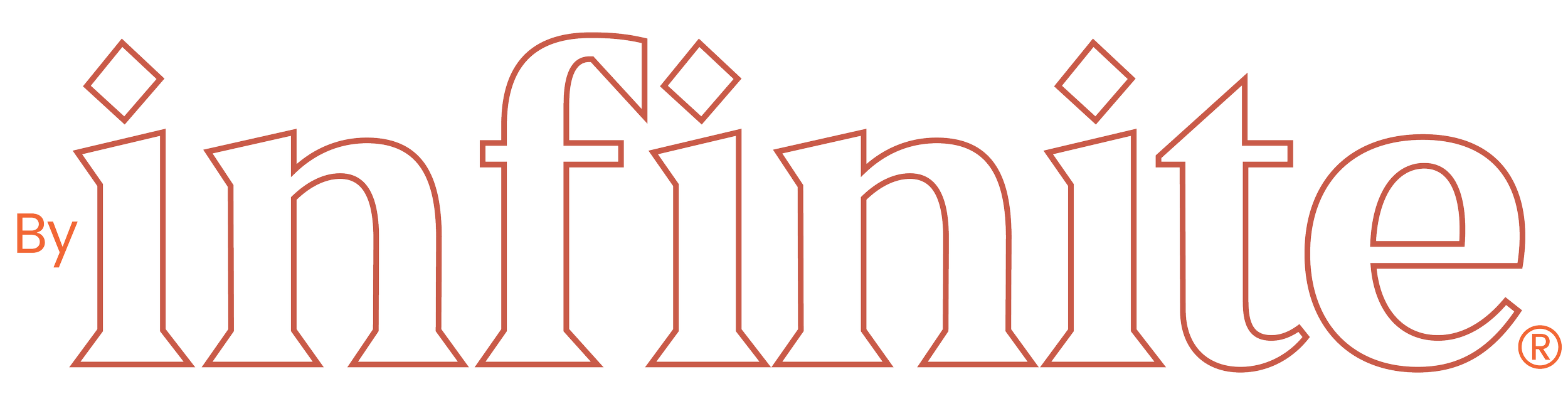 Hero Infinite in large stylized letters with the smaller word 'by' preceding it and the registered trademark symbol after it.