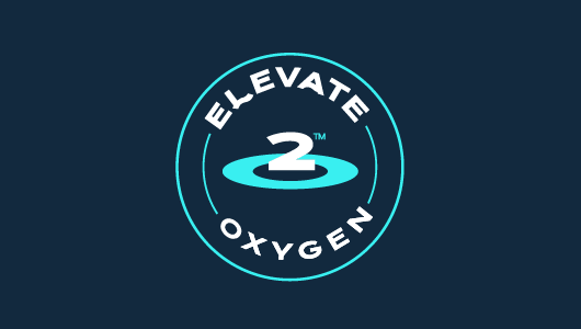 Logo for Elevate Oxygen featuring the number 2 and a stylized swirl in a circular design by Infinite Design Agency