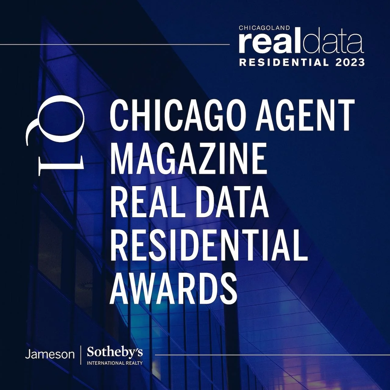 Congratulation to all of our Jameson Sotheby's International Realty agents who received Real Data Residential Awards recognition from Chicago Agent Magazine!

This quarter, several of our talented agents placed in the top 20 for single-family closing