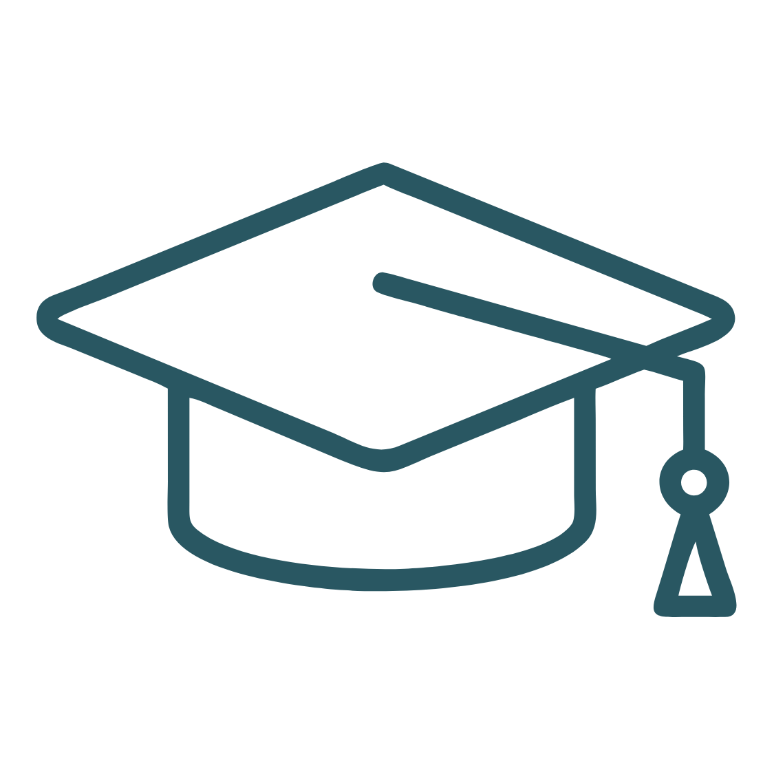 Line drawing of a graduation cap with tassel