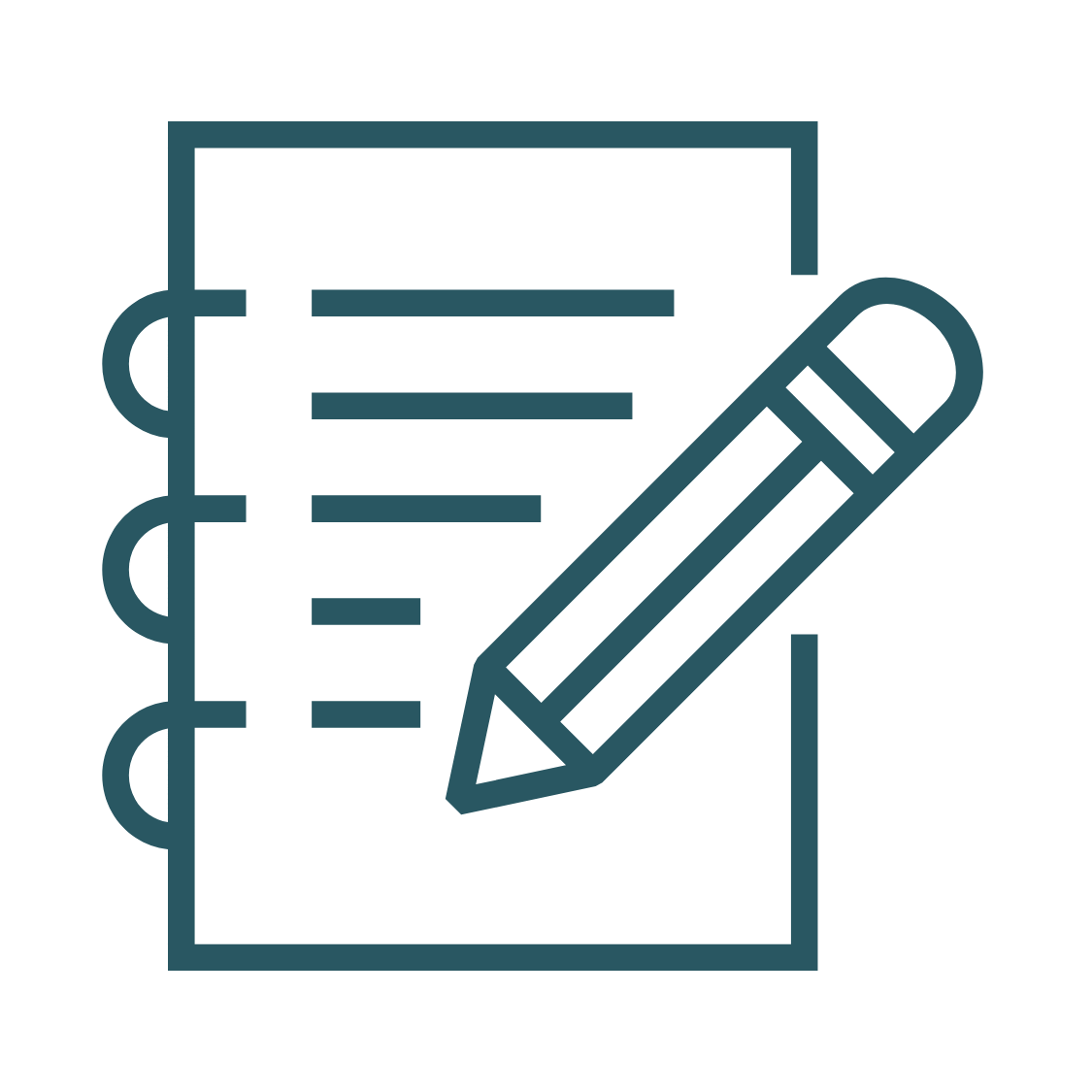 Icon of a notebook with a pen.