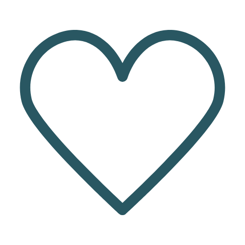 Outline of a heart shape with a teal border on a black background.