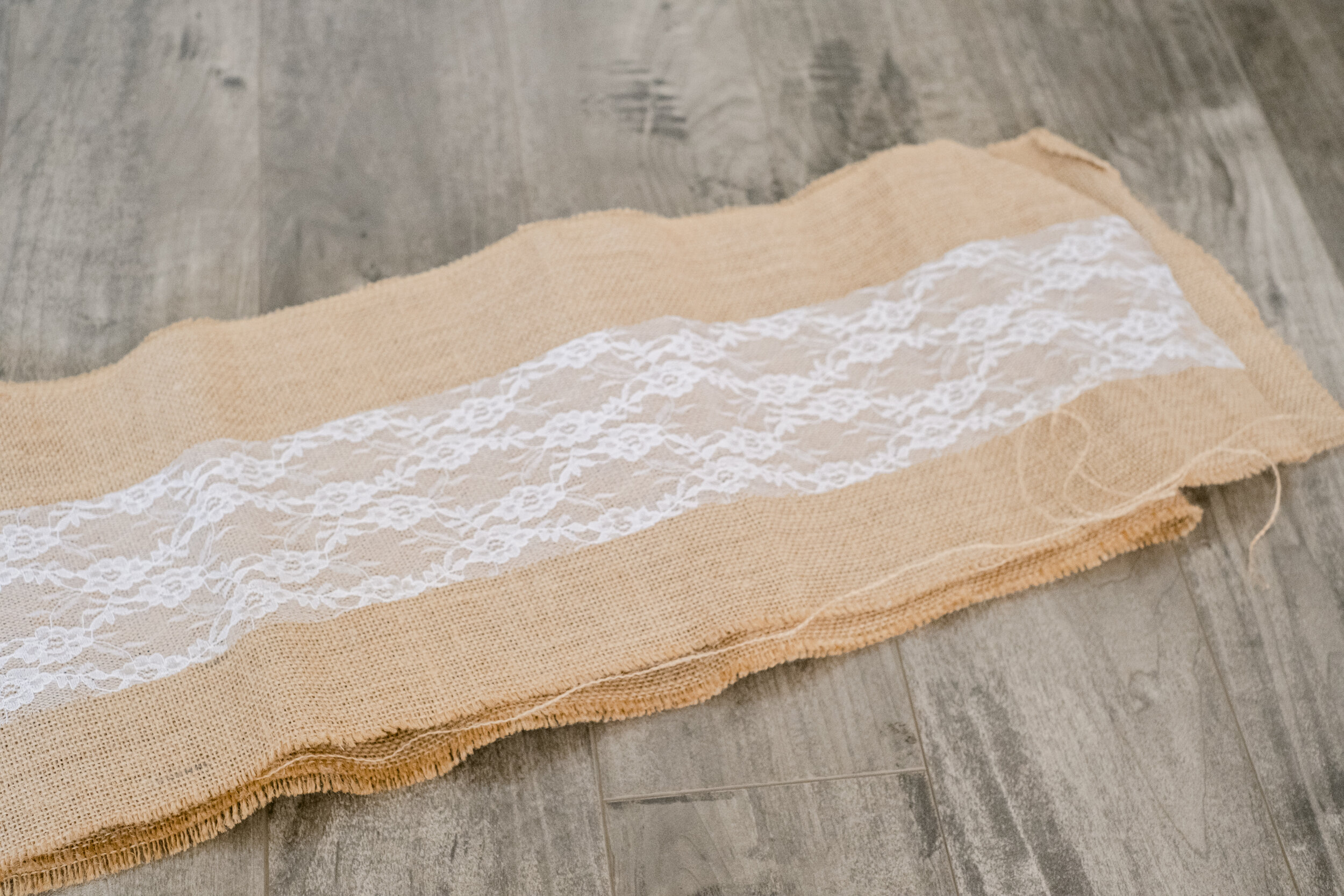 Burlap and lace runner