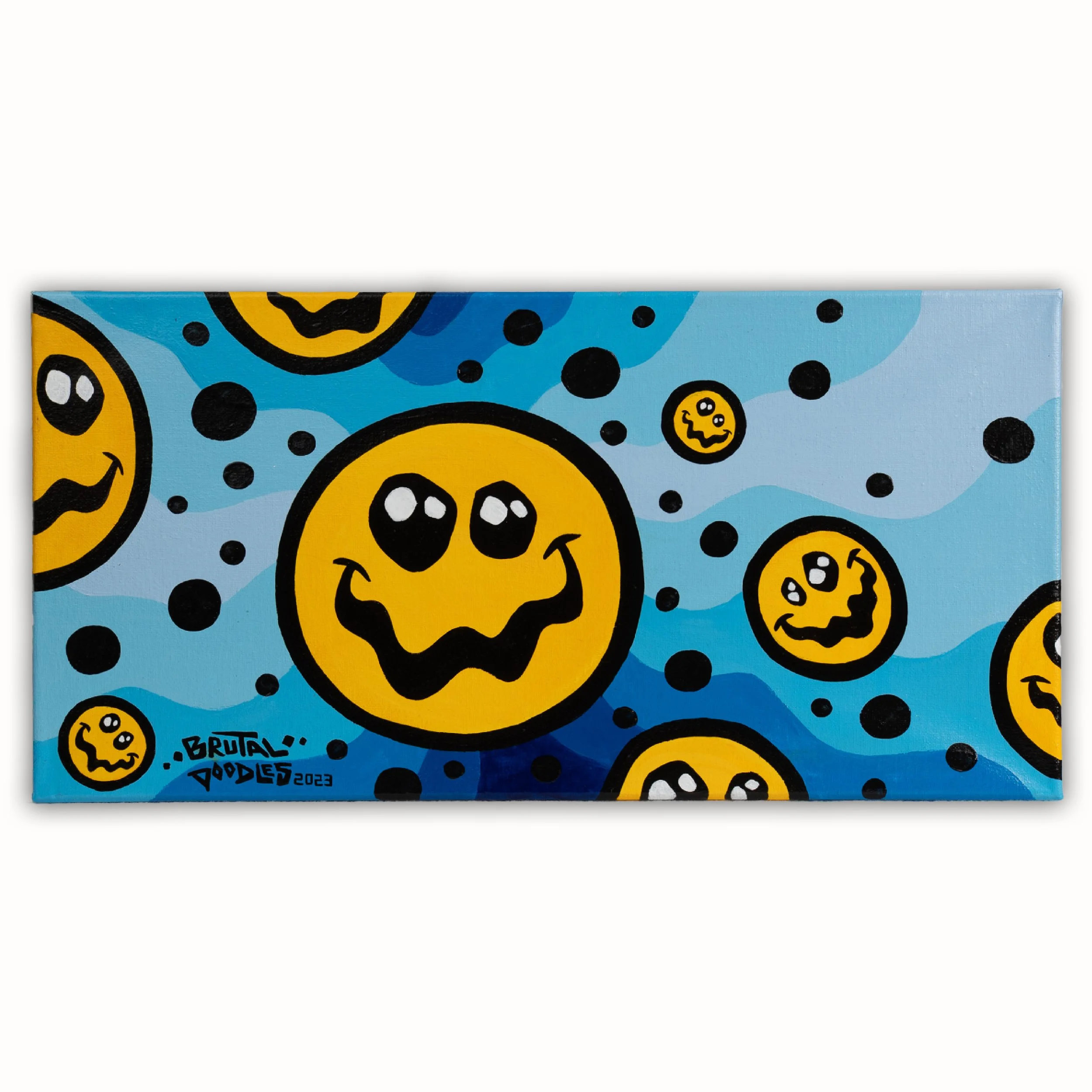 Brutal Doodles, "Ride the Waves," 5" x 10" acrylic on canvas, 2023