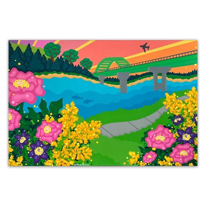 Brutal Doodles, "Bridging Generations, Building Community," 24" x 36" acrylic on canvas, 2024