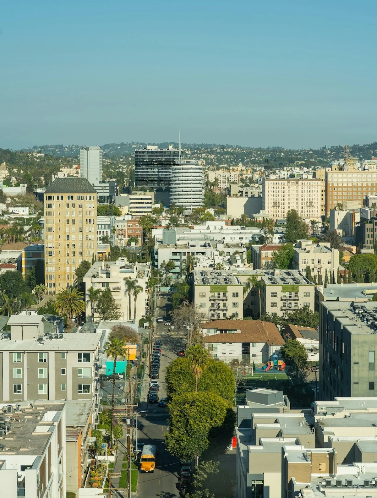 bird's eye view of hollywood, facing capitol records