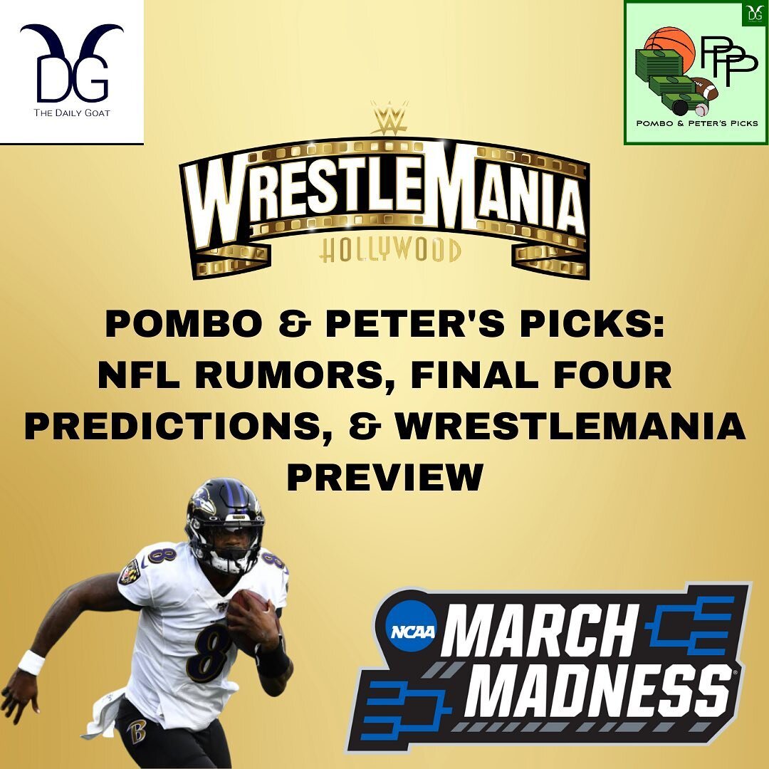 The new episode of @_pppicks with @jpombo24 &amp; @peteralves52 is out!

✌️ They react to Lamar Jackson requesting a trade from the Ravens. 

4️⃣ They give their Final 4 Predictions.

⭐️ @tjalbin1 joins the show to preveiw WrestleMania.

Link on our 