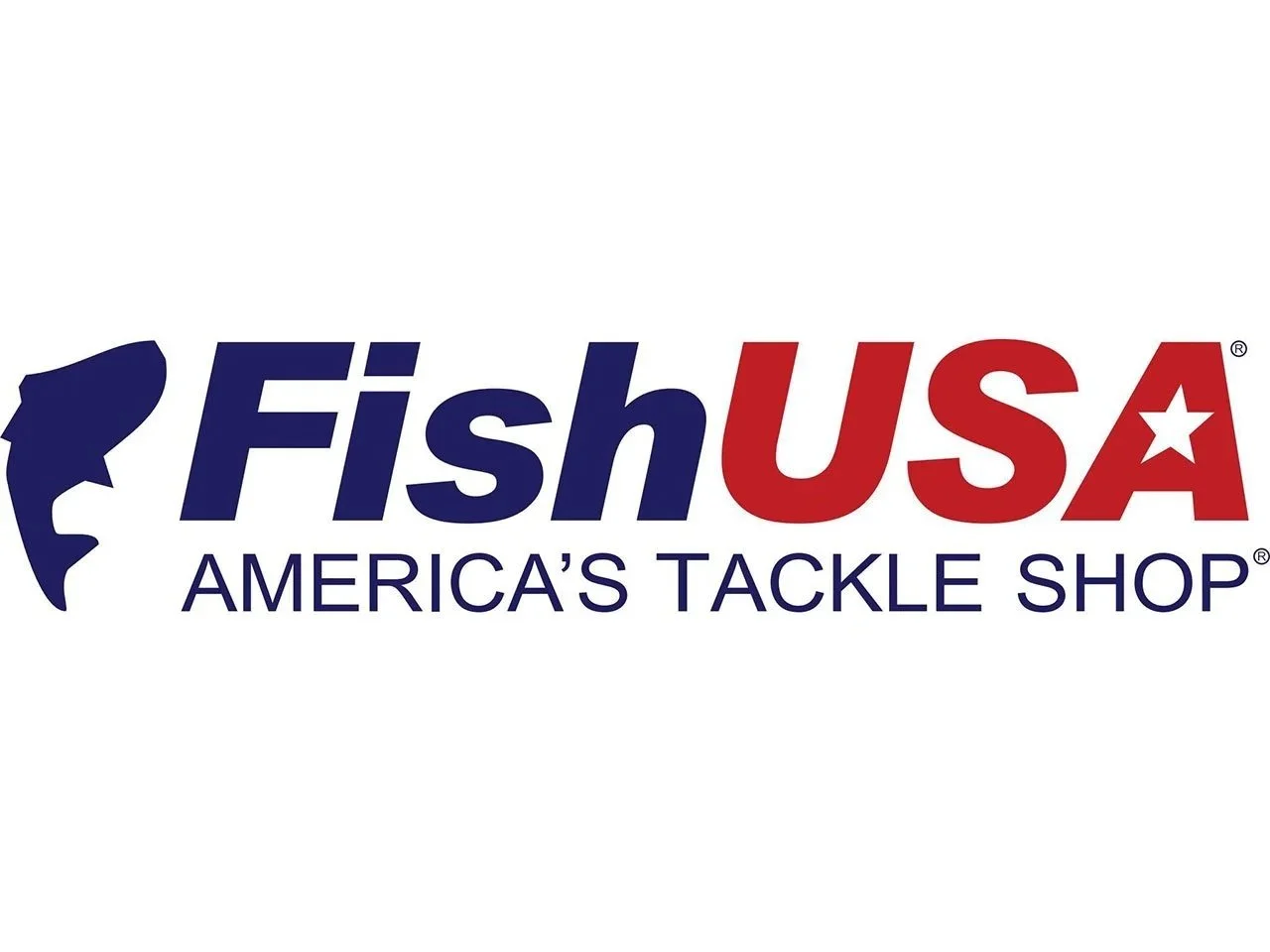 Red and Blue Fish USA Logo on white background