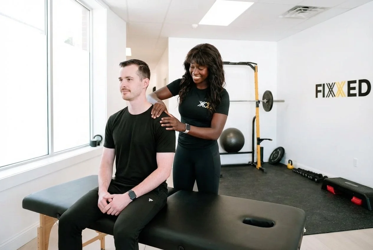 Patient working with a provider at a physical therapy clinic in Wakefield