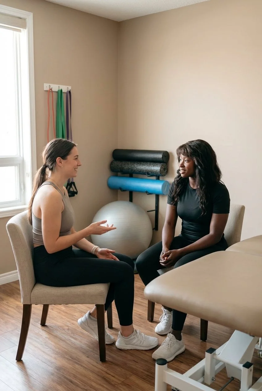 Patient working with a provider at a pelvic floor physical therapy clinic in Wakefield