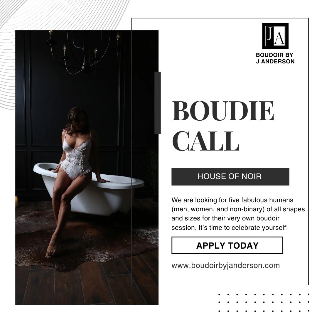 NOIR. 🖤
I am opening 5 heavily discounted Boudie Call spots for our dramatic, moody Noir Set.
This is the full luxury Boudoir By J Anderson experience &mdash;
just offered at a special rate in exchange for modeling.
Think shadows.
Confidence.
Power.