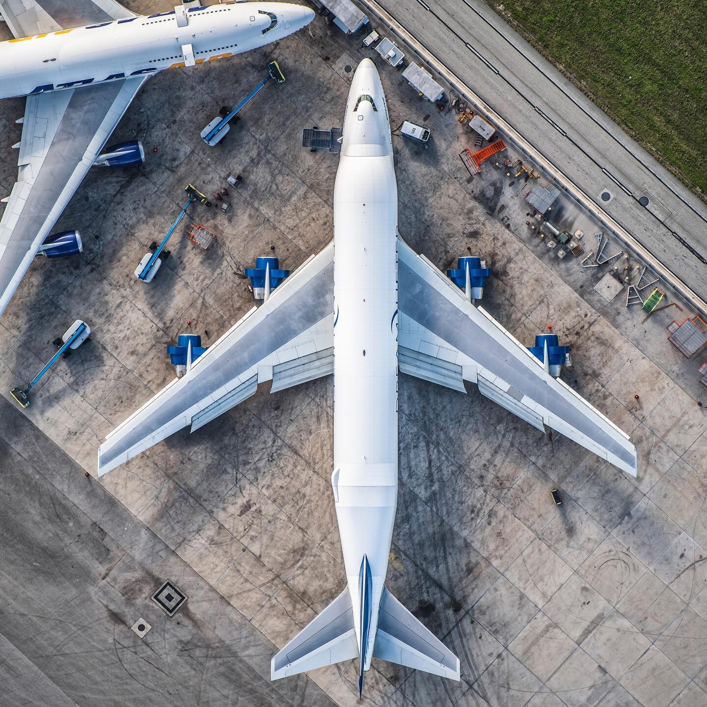 Not your average 747. This converted &ldquo;Dreamlifter&rdquo; frame was built with the purpose of hauling pieces of 787s from around the world for assembly. #dreamlifter #boeing #atlasair #boeing747  #iflymia #miamiairport #miami #a2a #aerialphotogr
