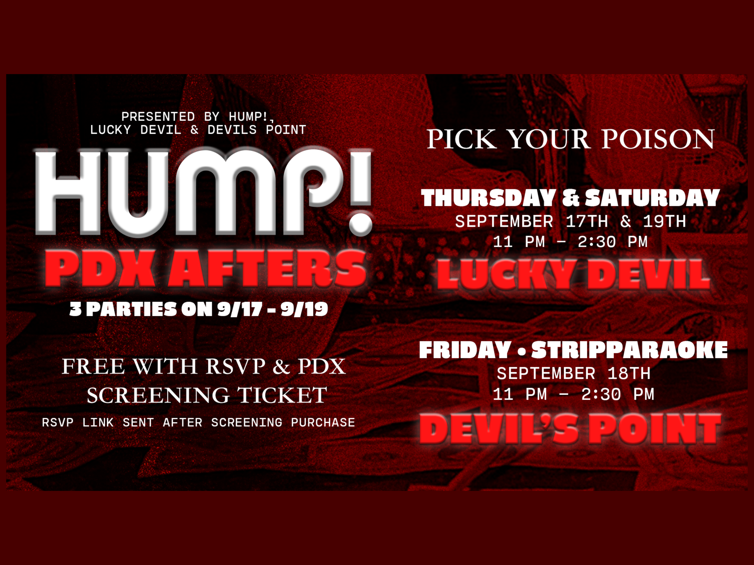 Lucky Devil x HUMP! After Party - RSVP &amp; HUMP! TICKET REQUIRED FOR FREE ENTRY | 21+ | LIMITED CAPACITY