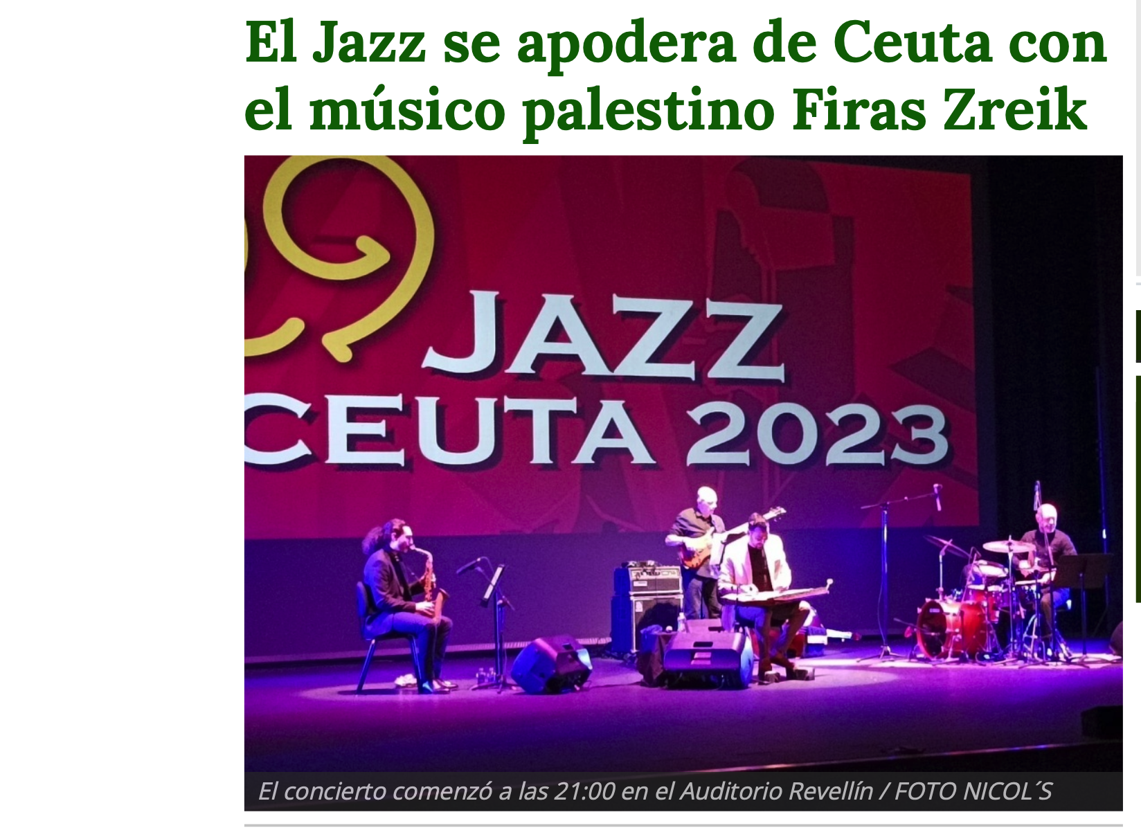 El Pueblo de Ceuta: El Jazz se apodera de Ceuta con el músico palestino Firas Zreik - 10/11/2023