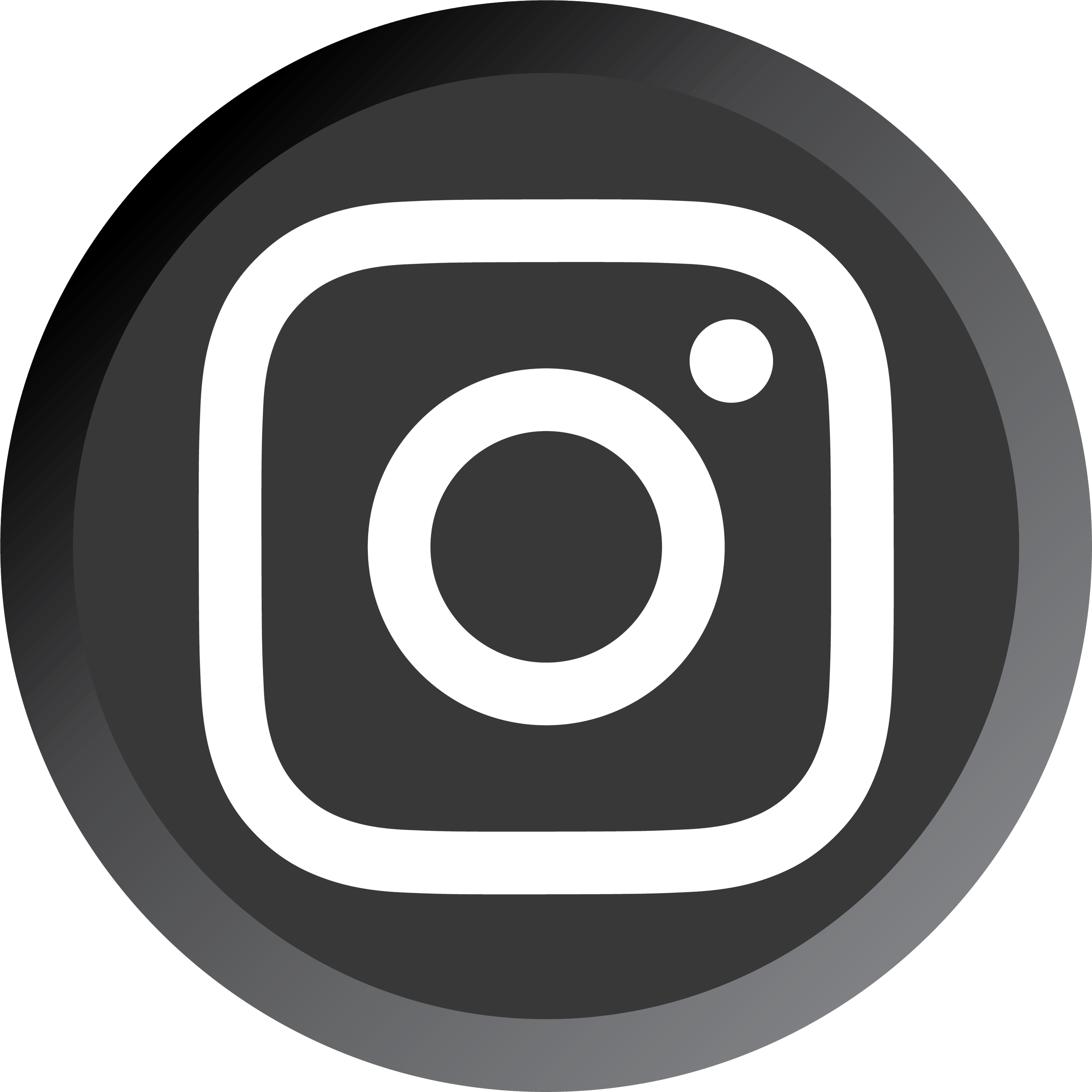 Black and white Instagram logo with a camera outline inside a rounded square, featuring a small circle in the top right corner.