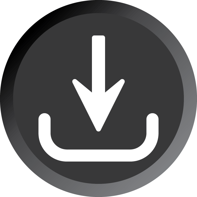 Download icon with a downward arrow pointing into a tray