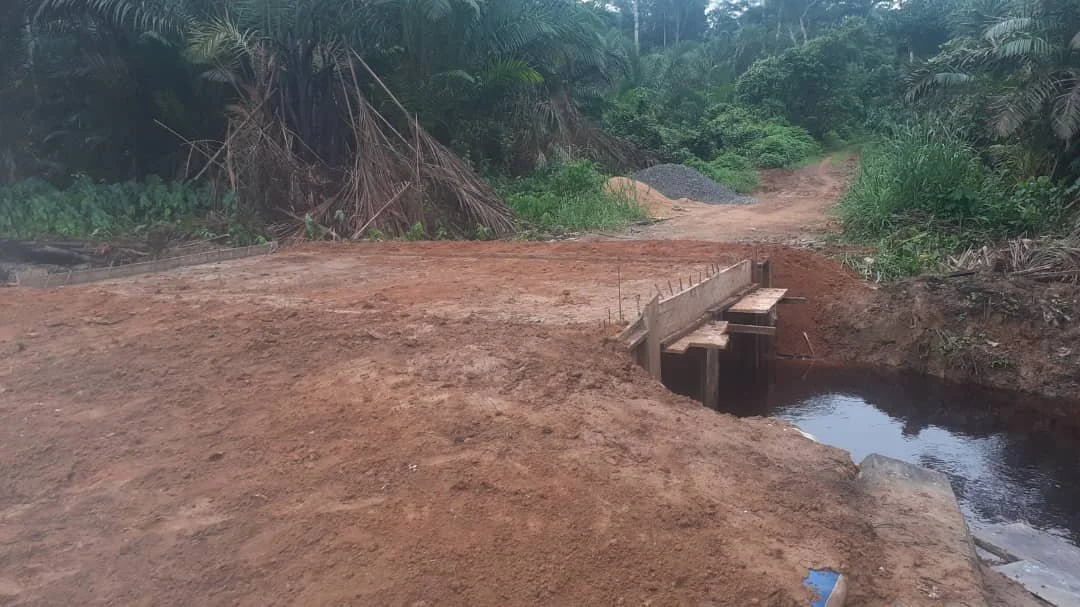  The pounding machine is on the way, but final contours of the bridge are in sight. 