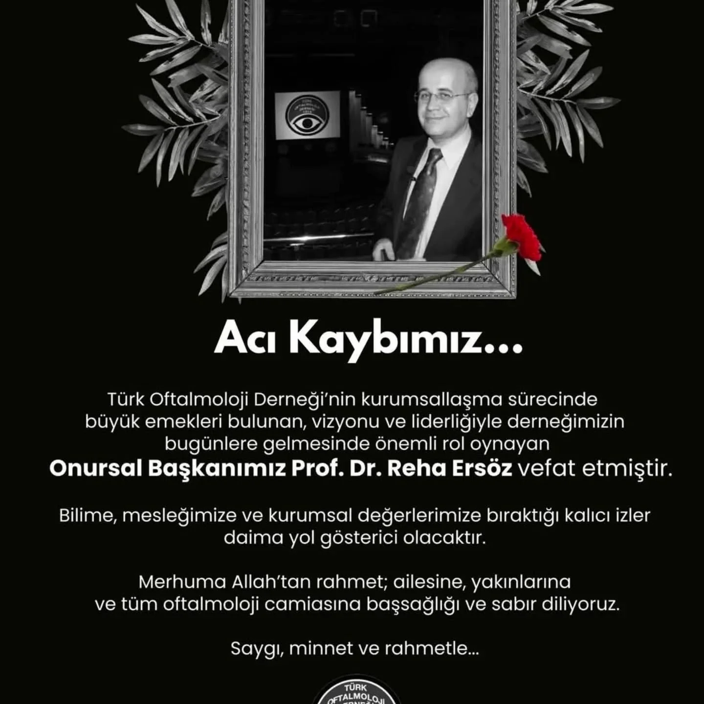 Oftalmoloji camiasının b&uuml;y&uuml;k kaybı. &Uuml;zg&uuml;n&uuml;z.⚘️⚘️⚘️🌟🕊

#oftalmolojiderneği
#başsağlığı