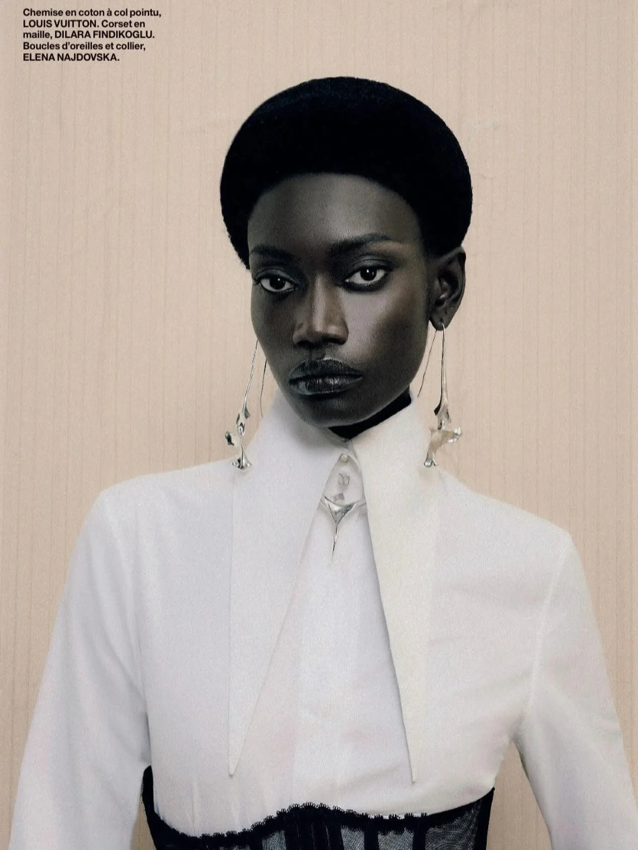 @elenanajdovska.jewelry necklace and earrings for @numeromagazine issue #260

---

Photographe Kenny Germ&eacute; (@knngrm)
Stylist Edem Dossou (@edemdl) assisted by @jaadedk ❤️
HAIR : Tina Outen @ Streeters
MAKEUP : Kento Utsubo @ Home Agency
SET DE