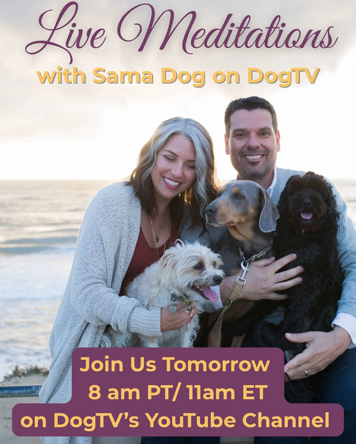 Your dog is your teacher in presence, joy, and unconditional love. 💕🐶

Let&rsquo;s nourish that bond tomorrow with a peaceful meditation you can enjoy together.

✨ 8am PT / 11am ET on @dogtv YouTube channel

#samadog #dogtv #youtube #livemeditation