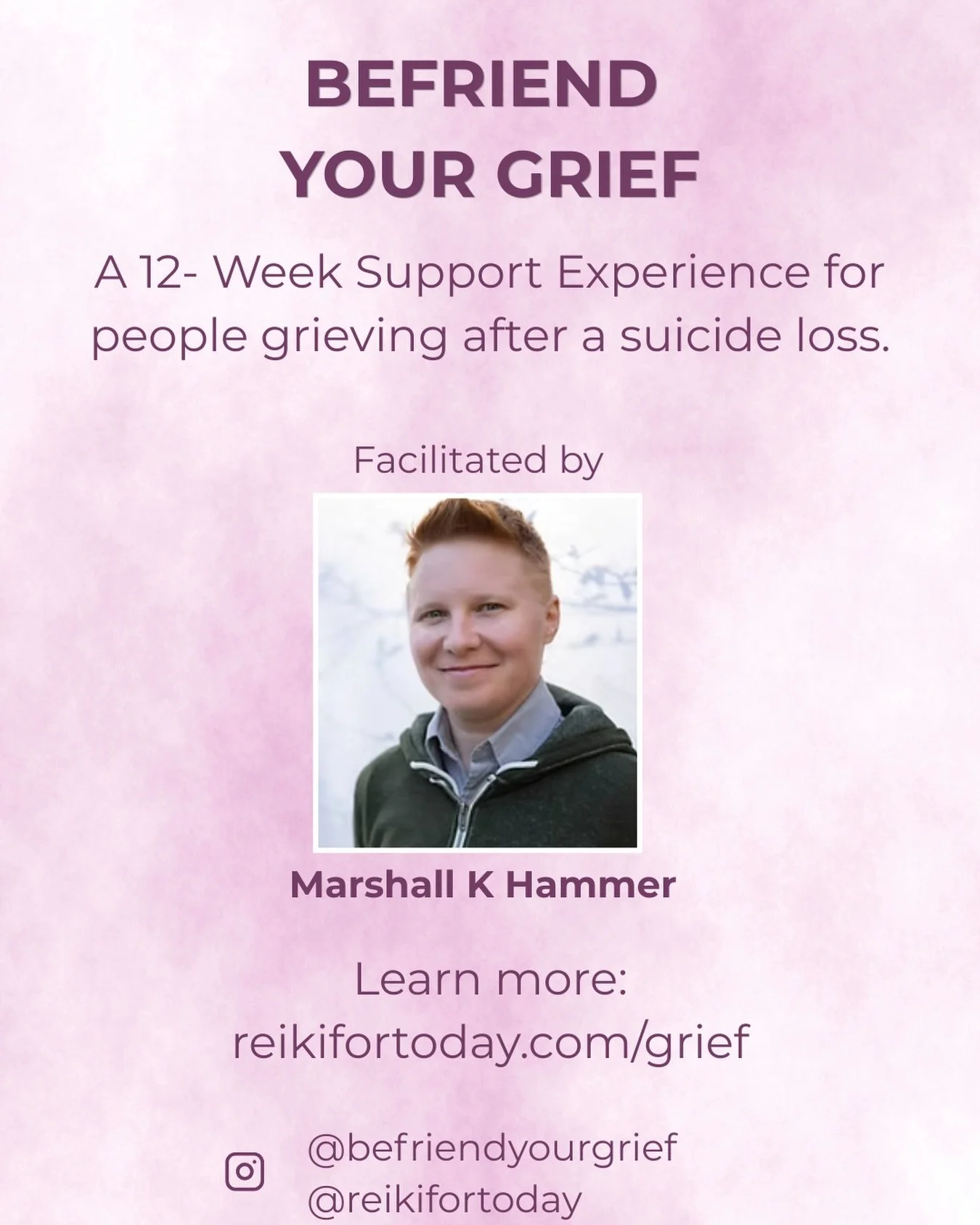This is something close to my heart.

One of my beloved teachers &amp; friend through the Animal Chaplain training is offering a beautiful and deeply needed space for those navigating grief after suicide loss.

✨ Befriend Your Grief is a 12-week live