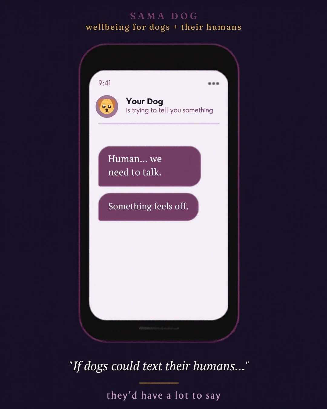 If our dogs could text us, what do you think they&rsquo;d say?!
They&rsquo;d probably try to help us understand them. 

The itching, the anxiety, the reactivity&hellip; how can we figure this out? 

It&rsquo;s communication with the body, mind and sp