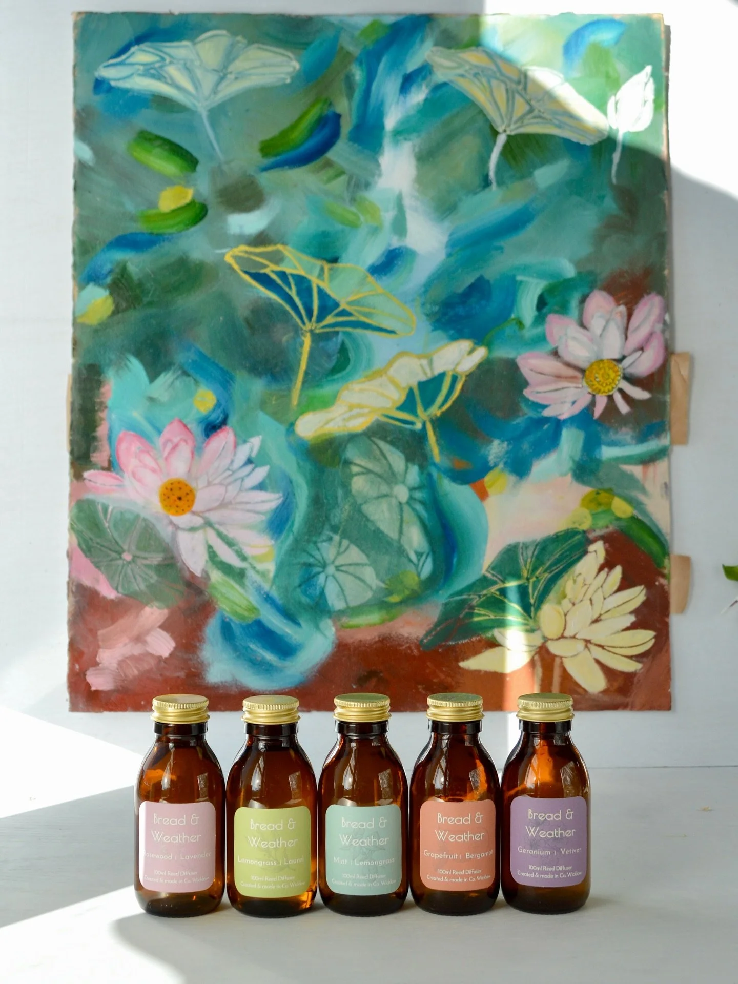 Pop quiz: 10 points to anyone who can guess where I got both my creative tendencies and my preferred colour palate.

Unrelated: here are two of my mother&rsquo;s paintings photographed alongside my work.

Well, good luck on the quiz! 🕵🏻🎨 

Happy M