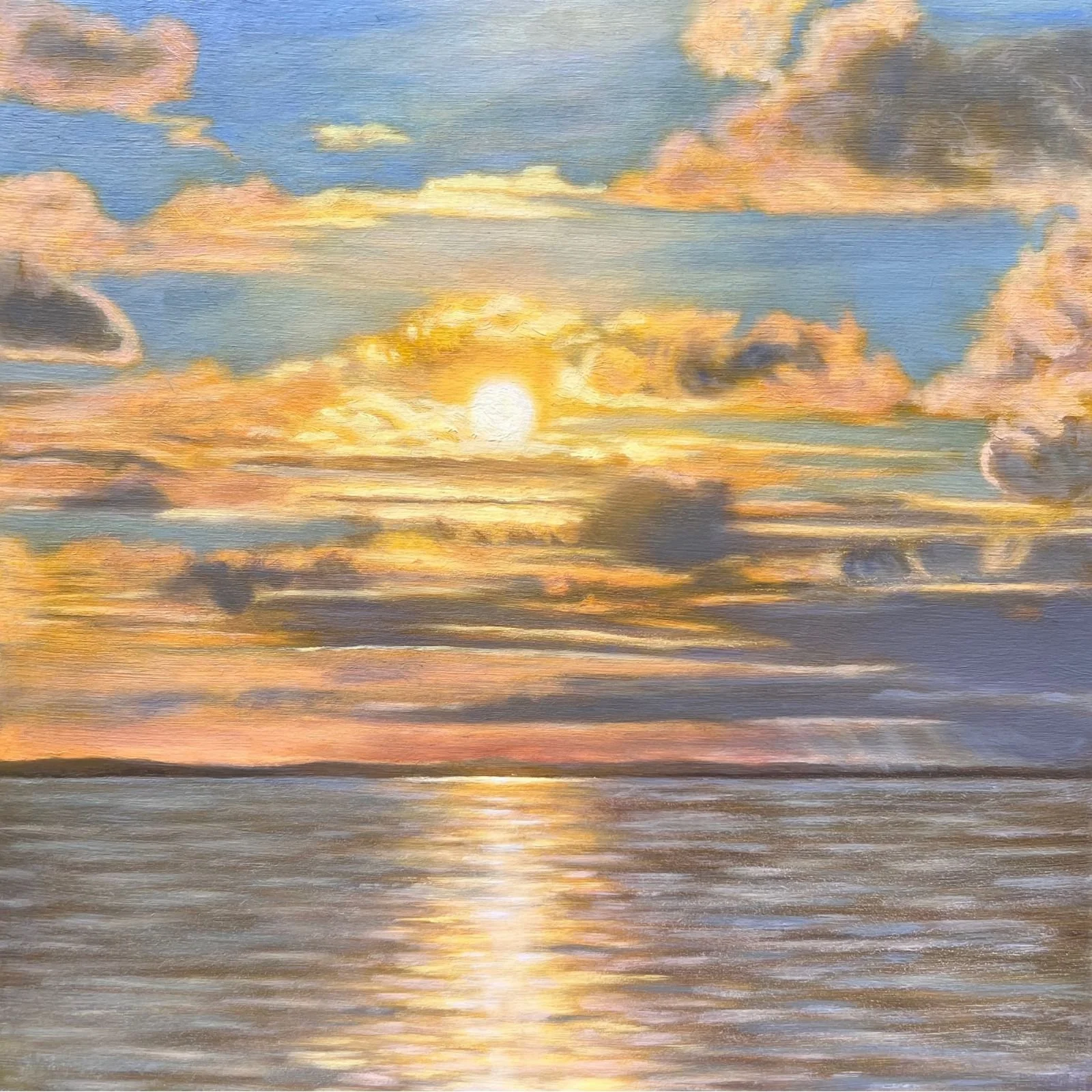 Golden Hour, 12" x 12", Oil on Wood Panel, 2025