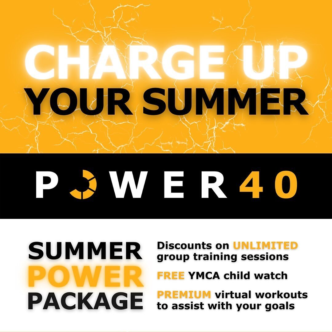 🗣 August is the LAST MONTH to sign up and get your UNLIMITED Power40 membership for just $75 a month! ($95 value) 

⚡️ UNLIMITED small group training sessions that never get boring!
⚡️FREE YMCA child watch
⚡️POWERFUL results! 💪

Click that link in 