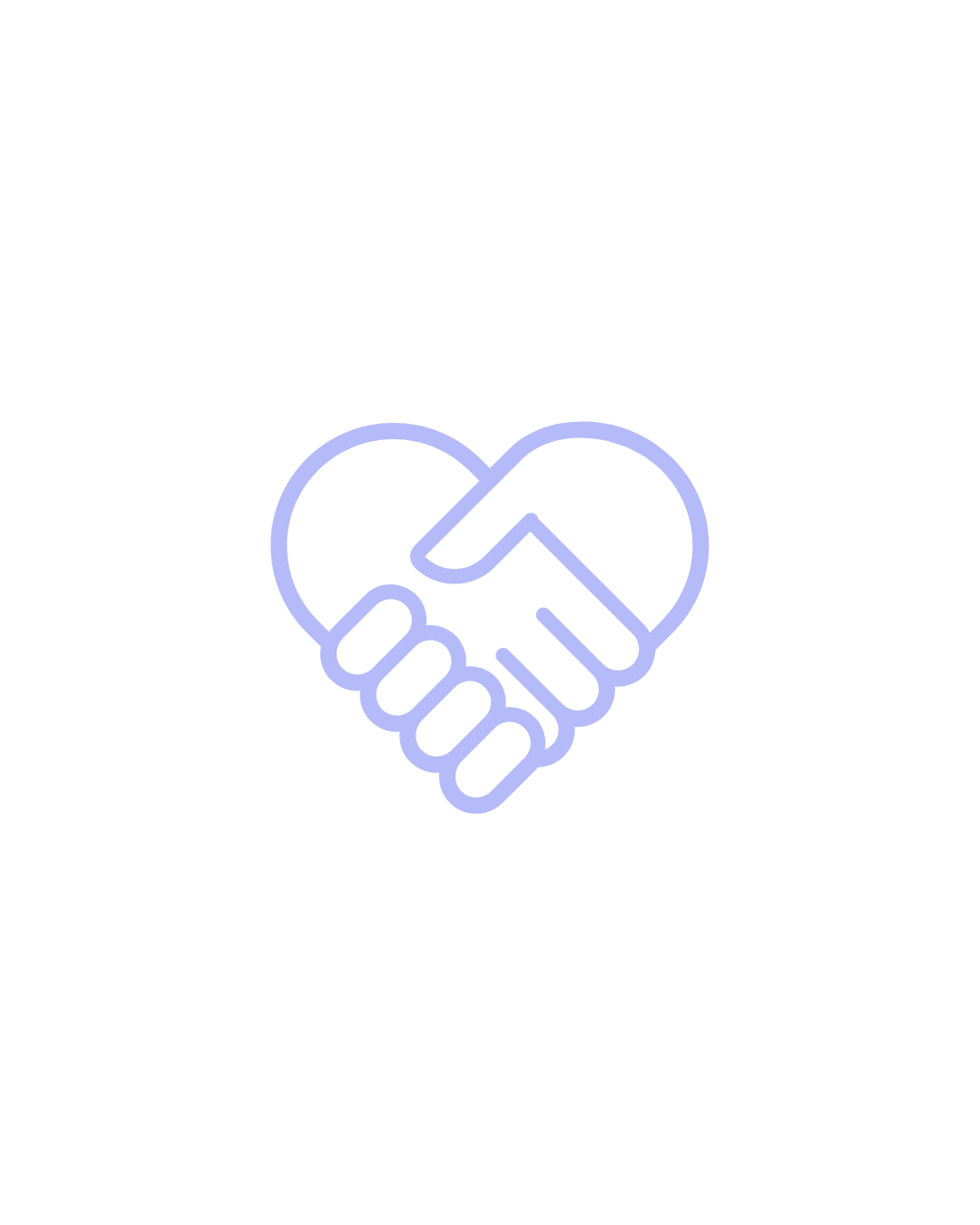 Neon outline of two hands shaking inside a heart shape on a black background.